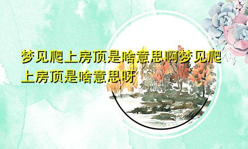 梦见爬上房顶是啥意思啊梦见爬上房顶是啥意思呀