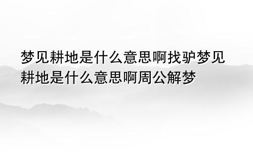 梦见耕地是什么意思啊找驴梦见耕地是什么意思啊周公解梦
