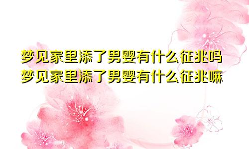 梦见家里添了男婴有什么征兆吗梦见家里添了男婴有什么征兆嘛