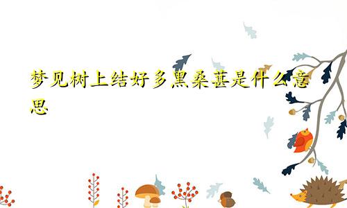 梦见树上结好多黑桑葚是什么意思