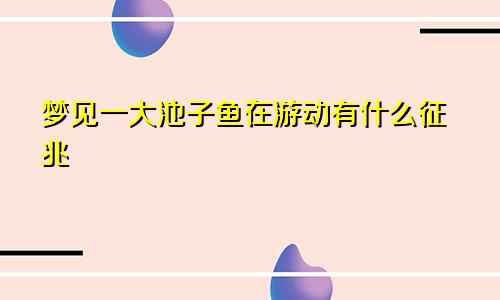 梦见一大池子鱼在游动有什么征兆