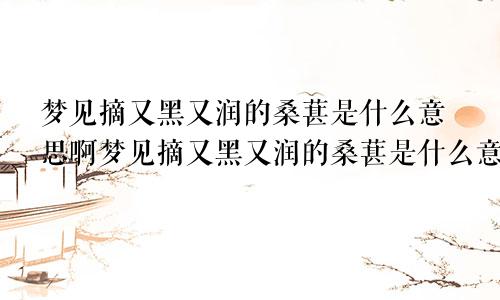 梦见摘又黑又润的桑葚是什么意思啊梦见摘又黑又润的桑葚是什么意思呀
