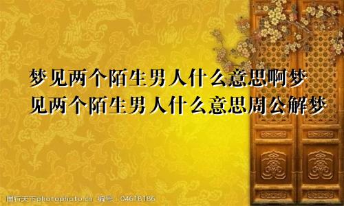 梦见两个陌生男人什么意思啊梦见两个陌生男人什么意思周公解梦