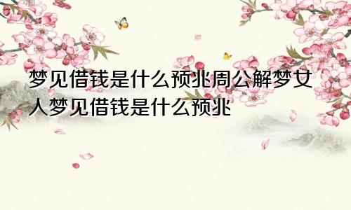 梦见借钱是什么预兆周公解梦女人梦见借钱是什么预兆