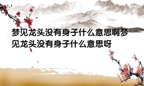 梦见龙头没有身子什么意思啊梦见龙头没有身子什么意思呀