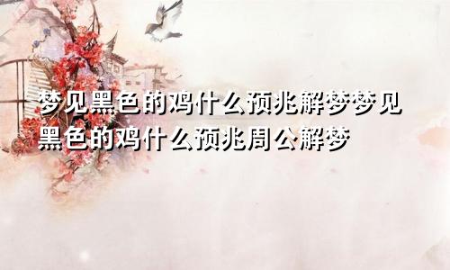 梦见黑色的鸡什么预兆解梦梦见黑色的鸡什么预兆周公解梦