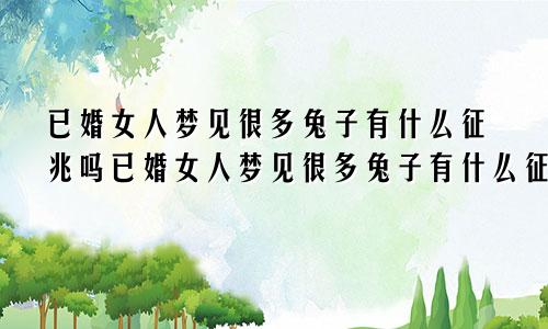 已婚女人梦见很多兔子有什么征兆吗已婚女人梦见很多兔子有什么征兆解梦