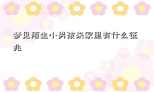 梦见陌生小男孩来家里有什么征兆