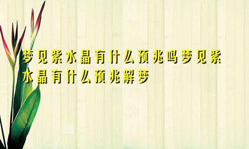 梦见紫水晶有什么预兆吗梦见紫水晶有什么预兆解梦
