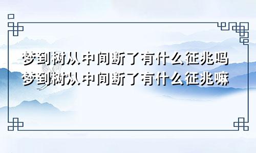 梦到树从中间断了有什么征兆吗梦到树从中间断了有什么征兆嘛
