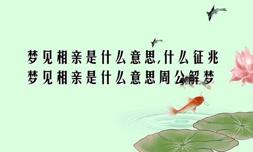 梦见相亲是什么意思,什么征兆梦见相亲是什么意思周公解梦
