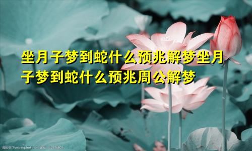 坐月子梦到蛇什么预兆解梦坐月子梦到蛇什么预兆周公解梦