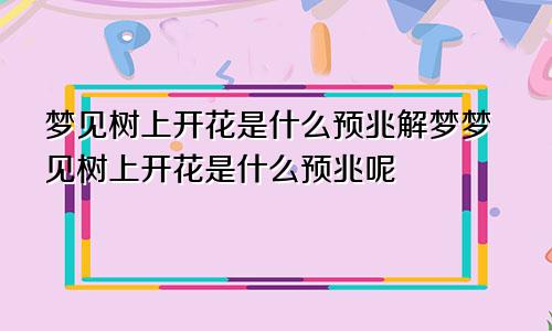 梦见树上开花是什么预兆解梦梦见树上开花是什么预兆呢