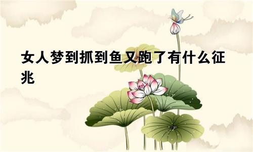 女人梦到抓到鱼又跑了有什么征兆