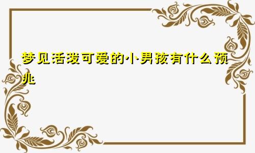 梦见活泼可爱的小男孩有什么预兆