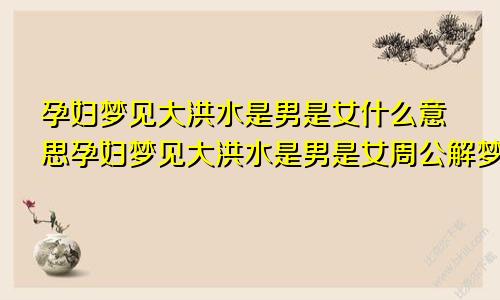 孕妇梦见大洪水是男是女什么意思孕妇梦见大洪水是男是女周公解梦
