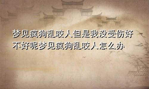 梦见疯狗乱咬人但是我没受伤好不好呢梦见疯狗乱咬人怎么办