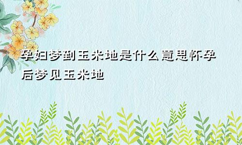 孕妇梦到玉米地是什么意思怀孕后梦见玉米地