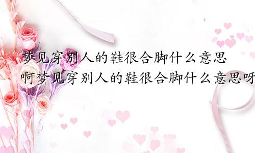 梦见穿别人的鞋很合脚什么意思啊梦见穿别人的鞋很合脚什么意思呀