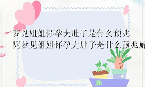 梦见姐姐怀孕大肚子是什么预兆呢梦见姐姐怀孕大肚子是什么预兆解梦