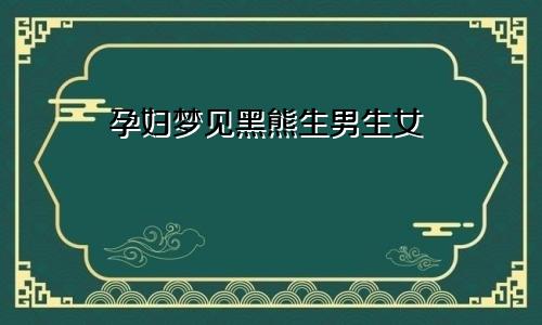 孕妇梦见黑熊生男生女