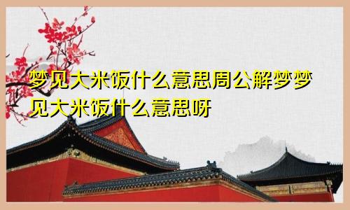 梦见大米饭什么意思周公解梦梦见大米饭什么意思呀