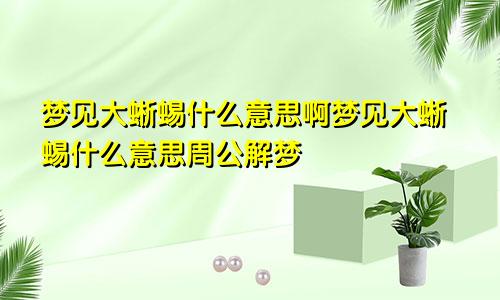 梦见大蜥蜴什么意思啊梦见大蜥蜴什么意思周公解梦