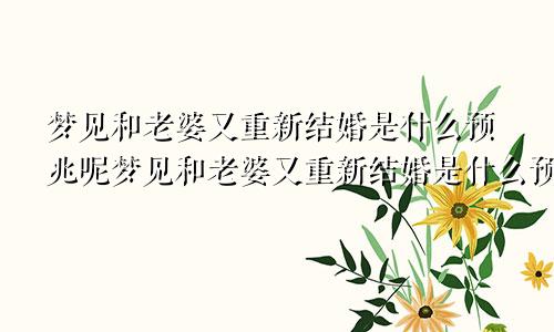 梦见和老婆又重新结婚是什么预兆呢梦见和老婆又重新结婚是什么预兆解梦
