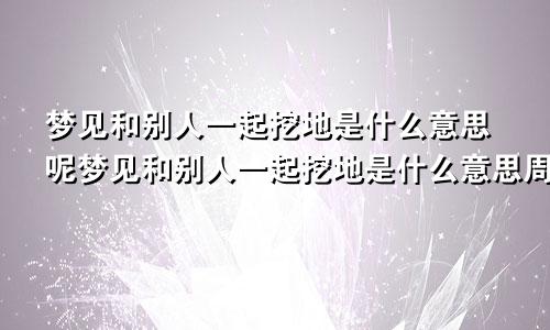 梦见和别人一起挖地是什么意思呢梦见和别人一起挖地是什么意思周公解梦