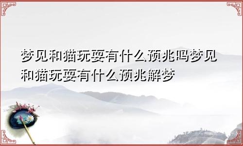 梦见和猫玩耍有什么预兆吗梦见和猫玩耍有什么预兆解梦