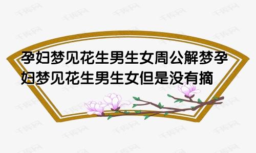 孕妇梦见花生男生女周公解梦孕妇梦见花生男生女但是没有摘