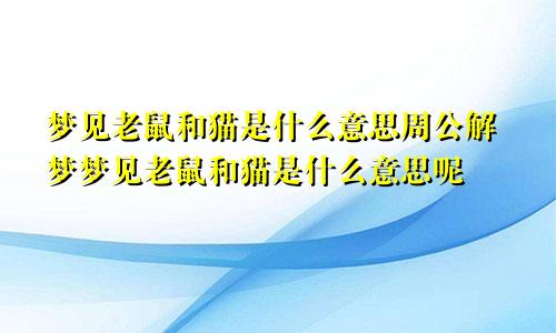 梦见老鼠和猫是什么意思周公解梦梦见老鼠和猫是什么意思呢