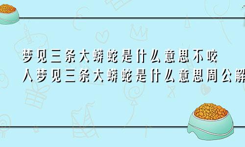 梦见三条大蟒蛇是什么意思不咬人梦见三条大蟒蛇是什么意思周公解梦