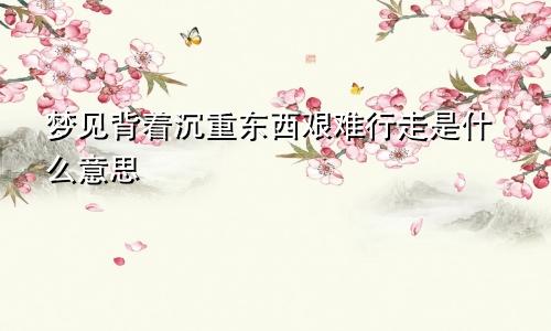 梦见背着沉重东西艰难行走是什么意思