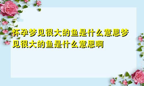 怀孕梦见很大的鱼是什么意思梦见很大的鱼是什么意思啊