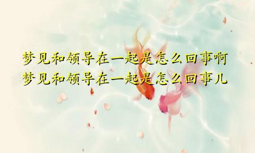 梦见和领导在一起是怎么回事啊梦见和领导在一起是怎么回事儿