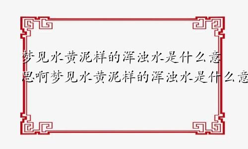 梦见水黄泥样的浑浊水是什么意思啊梦见水黄泥样的浑浊水是什么意思呀
