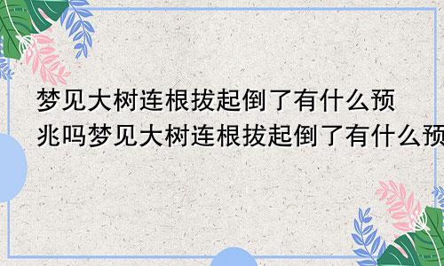 梦见大树连根拔起倒了有什么预兆吗梦见大树连根拔起倒了有什么预兆解梦