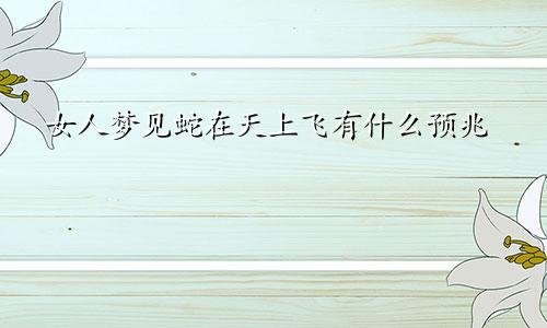 女人梦见蛇在天上飞有什么预兆