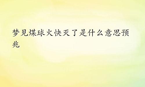 梦见煤球火快灭了是什么意思预兆