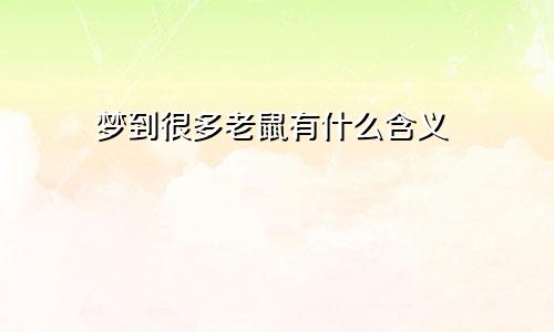 梦到很多老鼠有什么含义