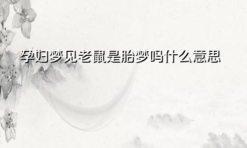 孕妇梦见老鼠是胎梦吗什么意思