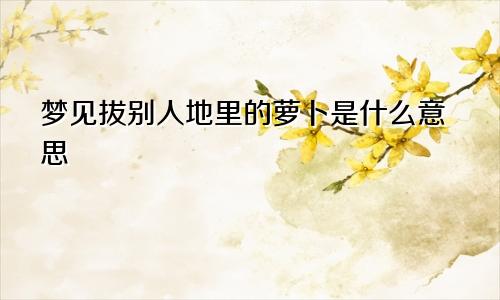 梦见拔别人地里的萝卜是什么意思