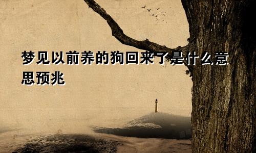 梦见以前养的狗回来了是什么意思预兆