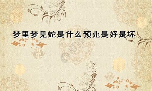 梦里梦见蛇是什么预兆是好是坏