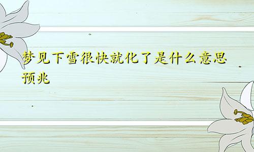 梦见下雪很快就化了是什么意思预兆