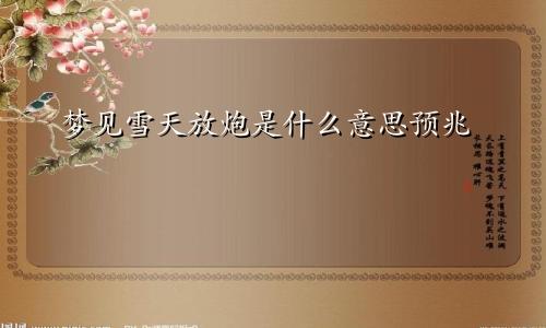 梦见雪天放炮是什么意思预兆