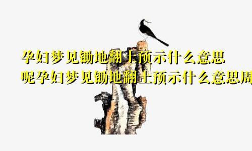 孕妇梦见锄地翻土预示什么意思呢孕妇梦见锄地翻土预示什么意思周公解梦
