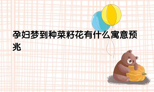 孕妇梦到种菜籽花有什么寓意预兆