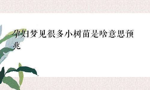 孕妇梦见很多小树苗是啥意思预兆